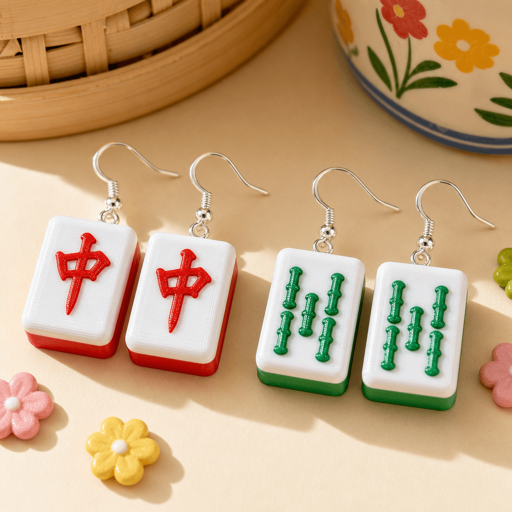 Mahjong Tile Earrings